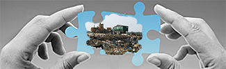 Image of a landfill in a puzzle-piece