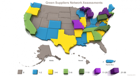 Map of US showing states with facilities with GSN assessments.